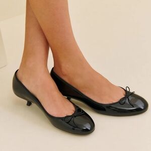 Reformation Renanda Ballet  Patent Leather Kitten Heel Size 10.5 New With Box